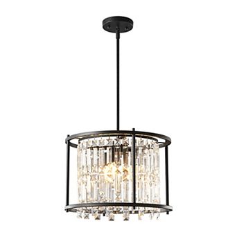 Modern Linear Crystal Rectangle Chandelier, Farmhouse Fixture for Kitchen Island Dining