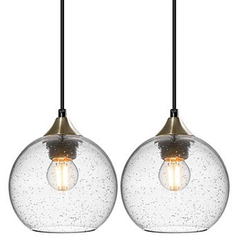 ZLAIQB 1-Light 2Pack Modern Glass Globe 9.84" Pendant Light