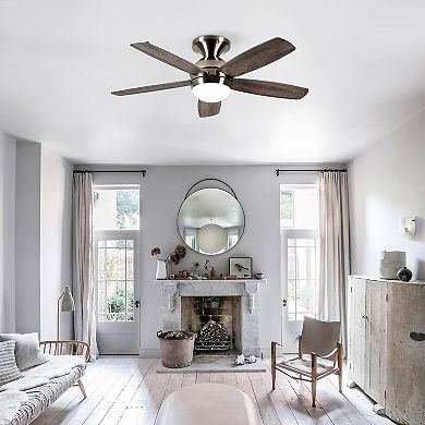 ZLAIQB 52" Flush Mount Ceiling Fan With Light DC Motor Remote Control Bedroom