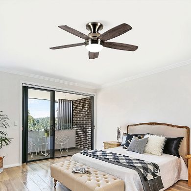 ZLAIQB 52" Flush Mount Ceiling Fan With Light DC Motor Remote Control Bedroom