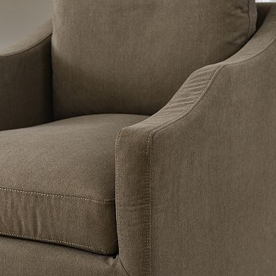 Modern Upholstered Down Fill Slipcovered Swivel Barrel Chair