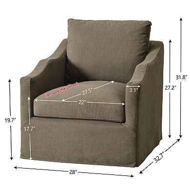 Modern Upholstered Down Fill Slipcovered Swivel Barrel Chair