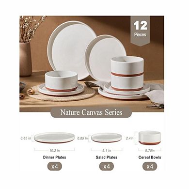 12 Piece Stoneware Dinnerware Set for 4