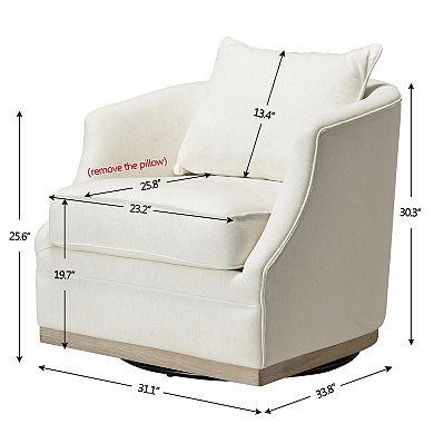 Linen Fabric Upholstered Swivel Barrel Chair