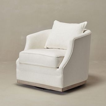 Linen Fabric Upholstered Swivel Barrel Chair