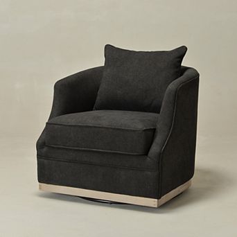 Linen Fabric Upholstered Swivel Barrel Chair