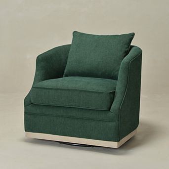 Linen Fabric Upholstered Swivel Barrel Chair