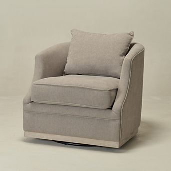Linen Fabric Upholstered Swivel Barrel Chair