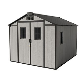 Ovios Gray Storage Shed w/ Skylight & Windows, Weather Resistant Frame, Resin Walls, DIY Assembly