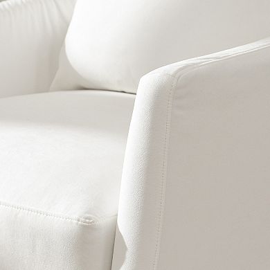 Upholstered Down Fill Slipcovered Swivel Barrel Armchair