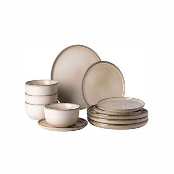 12 pc Stoneware Dinnerware Set for 4