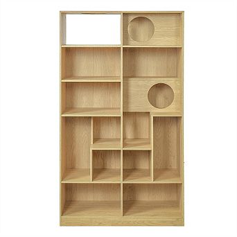 2-in-1 Wood Bookshelf Cat House - Cat Tree Display Case with Storage, Cat Litter Box Climbing Shelf