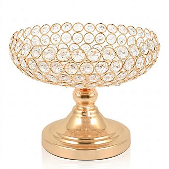 Crystal Fruit Bowl Centerpiece with Gold Metal Frame