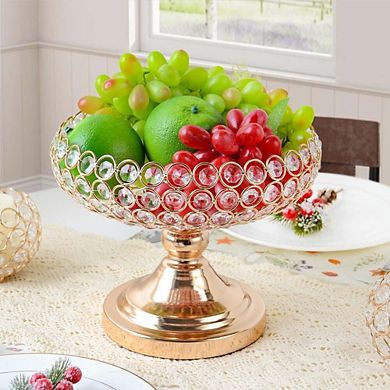 Crystal Fruit Bowl Centerpiece with Gold Metal Frame