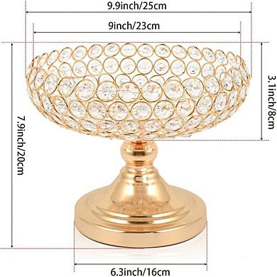 Crystal Fruit Bowl Centerpiece with Gold Metal Frame