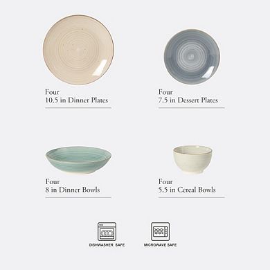 16 Piece Stoneware Dinnerware Set for 4