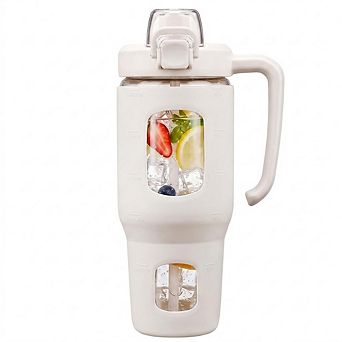 32oz Glass Tumbler with Straw Handle and Leakproof Sip Spout Lid