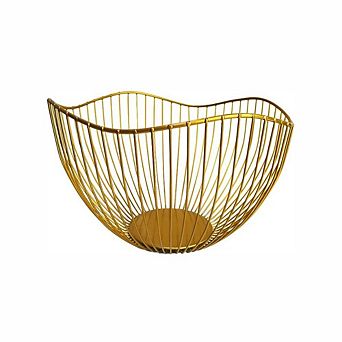 Gold Wire Fruit Basket Bowl with Wave Design