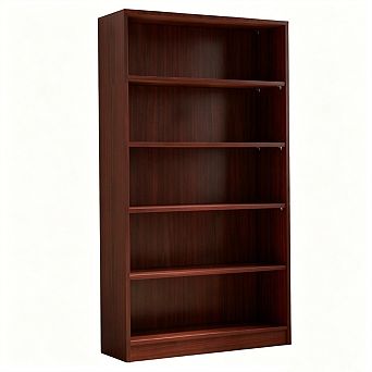 5 Shelf Wood Bookshelf - 60 Inch Tall Wide Manga & Bookcase, Bedroom & Living Room Library Bookcase
