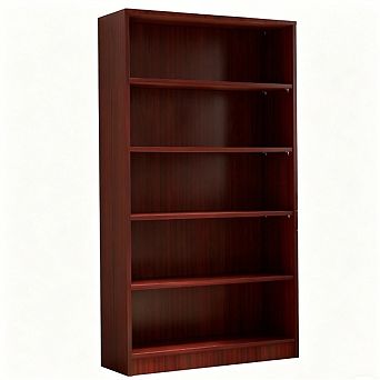 5 Shelf Wood Bookshelf - 60 Inch Tall Wide Manga & Bookcase, Bedroom & Living Room Library Bookcase