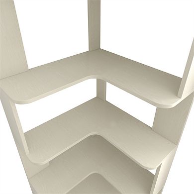 6 Tier L-Shaped Corner Bookshelf - Anti-Drop Anti-Tip Wooden Bookcase, Open Storage Organizer