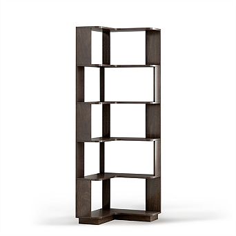 6 tier L-Shaped Corner Bookshelf - Anti-Drop Anti-Tip Wooden Bookcase, Open Storage Organizer