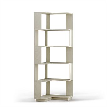 6 tier L-Shaped Corner Bookshelf - Anti-Drop Anti-Tip Wooden Bookcase, Open Storage Organizer