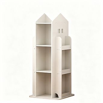 Bookshelf for Bedroom Living Room Study - 4 tier 360° Rotating Display Bookcase, Floor Storage Shelf