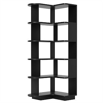 5 tier Corner Bookshelf - L-Shaped Bookcase Freestanding Storage Shelf and Display Stand for Bedroom