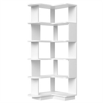 5 tier Corner Bookshelf - L-Shaped Bookcase Freestanding Storage Shelf and Display Stand for Bedroom