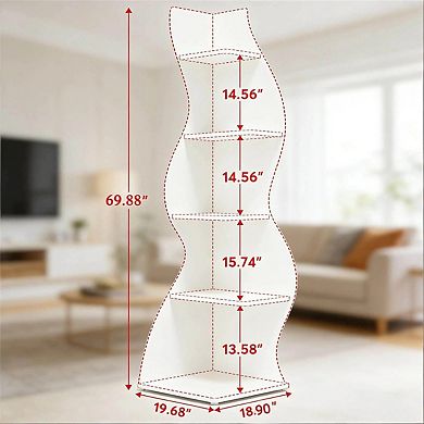5-Tier Wall Corner Storage Bookshelf , 70.47" Tall L-Shaped Display Stand, Plant Stand Organizer