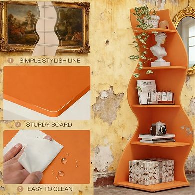 5-Tier Wall Corner Storage Bookshelf , 70.47" Tall L-Shaped Display Stand, Plant Stand Organizer