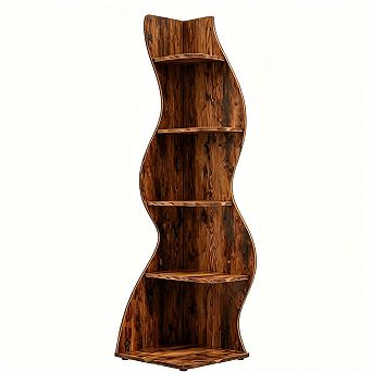 5 tier Wall Corner Storage Bookshelf , 70.47" Tall L-Shaped Display Stand, Plant Stand Organizer