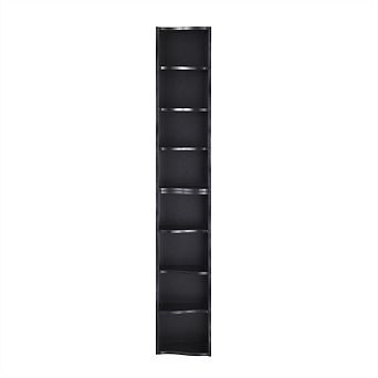 8-Layer Adjustable Shelf Ultra-Thin Bookshelf - Wavy Border Design, High & Narrow Display Bookcase