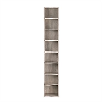 8-Layer Adjustable Shelf Ultra-Thin Bookshelf - Wavy Border Design, High & Narrow Display Bookcase