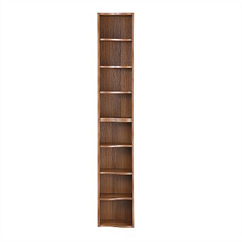 8-Layer Adjustable Shelf Ultra-Thin Bookshelf - Wavy Border Design, High & Narrow Display Bookcase