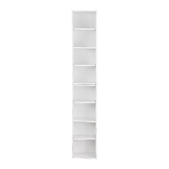 8-Layer Adjustable Shelf Ultra-Thin Bookshelf - Wavy Border Design, High & Narrow Display Bookcase