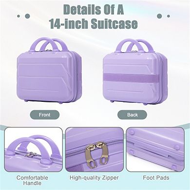 14" Cosmetic Case & 20" ABS Spinner Wheel Luggage - 360° Spinner Wheels, Lock, Handle, Hard Shell
