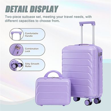 14" Cosmetic Case & 20" ABS Spinner Wheel Luggage - 360° Spinner Wheels, Lock, Handle, Hard Shell