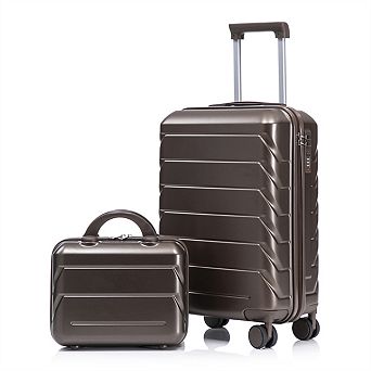 14" Cosmetic Case & 20" ABS Spinner Wheel Luggage - 360° Spinner Wheels, Lock, Handle, Hard Shell