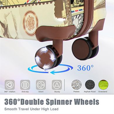 20"/24"/28" 3 Pcs/Set PC Printed Luggage - 360° Spinner Wheels Carry On Suitcase, , Combination Lock