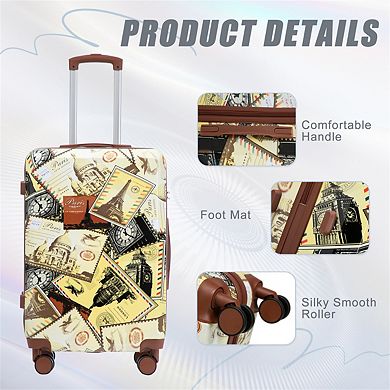20"/24"/28" 3 Pcs/Set PC Printed Luggage - 360° Spinner Wheels Carry On Suitcase, , Combination Lock