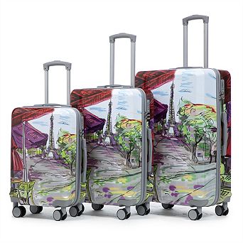 20"/24"/28" 3 Pcs/Set PC Printed Luggage - 360° Spinner Wheels Carry On Suitcase, , Combination Lock