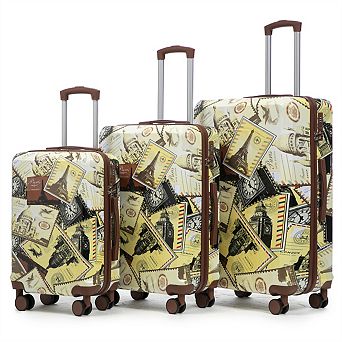 20"/24"/28" 3 Pcs/Set PC Printed Luggage - 360° Spinner Wheels Carry On Suitcase, , Combination Lock
