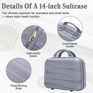 14"/20"/24"/28" 4 Pcs/Set PP Luggage - Spinner Wheels Carry On Suitcase, Pull Rod, Combination Lock