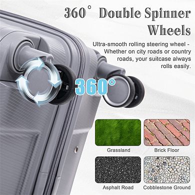 14"/20"/24"/28" 4 Pcs/Set PP Luggage - Spinner Wheels Carry On Suitcase, Pull Rod, Combination Lock