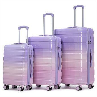 20"/24"/28" 3 Pcs/Set PC Luggage - 360° Double Spinner Wheel Carry On Suitcase, Gradient Design,Lock