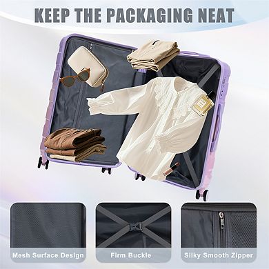 20"/24"/28" 3 Pcs/Set PC Luggage - 360° Double Spinner Wheel Carry On Suitcase, Gradient Design,Lock