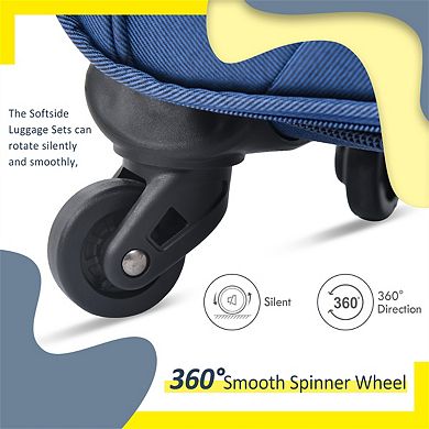 Softside Luggage Expandable 3 Piece Set - 22/26/30" Upright Spinner Suitcase, Lightweight Travel Set