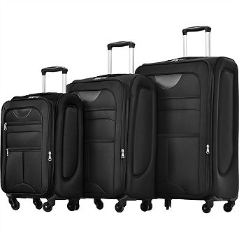 Softside Luggage Expandable 3 pc Set - 22/26/30" Upright Spinner Suitcase, Lightweight Travel Set